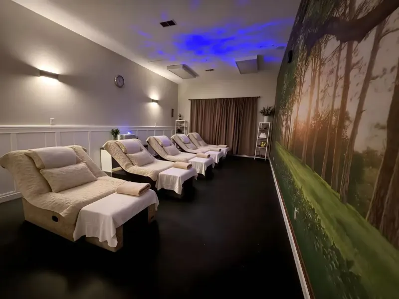 Comfortable recliners in our foot massage lounge